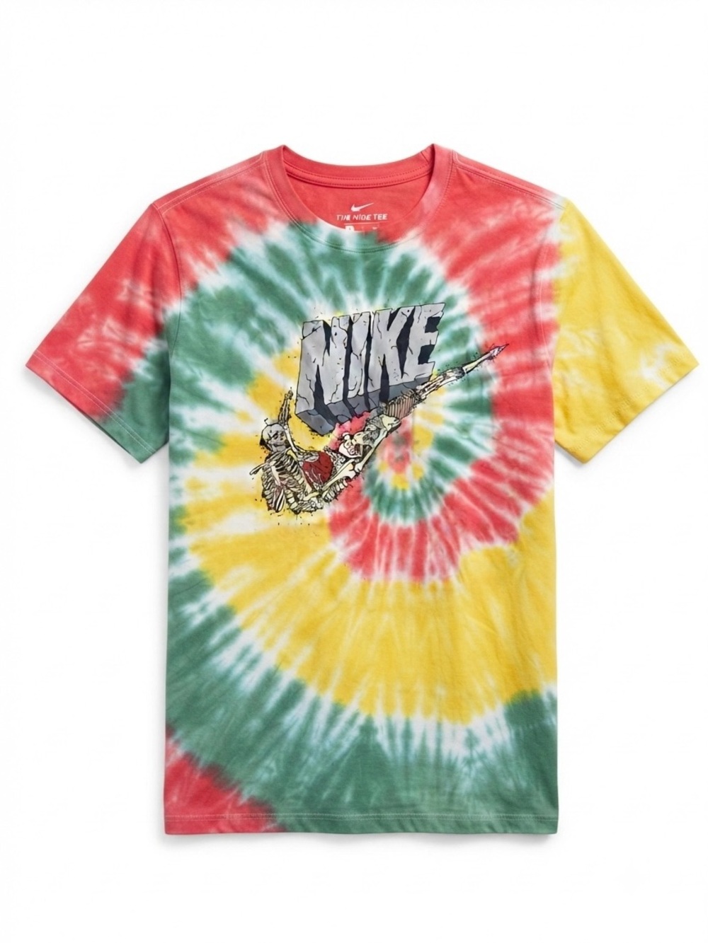 Nike Tie Dye Skeleton Graphic T-Shirt S Retro Streetwear Basketball Swoosh